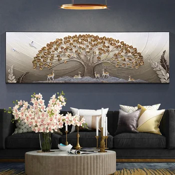 הסלון קישוט ציור 3D קיר מודרני הבאנר פשוט מזל בעץ המזל אטמוספרי הקלה תלויה תמונה אמנות קיר