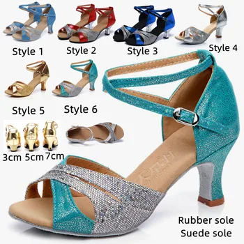חדש רב סגנון הריקוד הלטיני נעלי נשים בנות חיצונית סלוניים, טנגו, סלסה נעליים לנשים מסיבת גבוהות עקבים סנדלים
