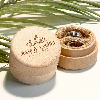 אישית מעץ קופסה של טבעת מחזיק אישית טבעת קופסא עם שם ותאריך הטבעת תיבת אירוסין הצעת מתנות.