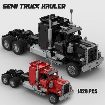 היי-טק RC המשאית מוביל MOC אבני הבניין שחור דגם משאית אדומה גדולה השינוע ילדים מתנות DIY, צעצועים עם מנוע