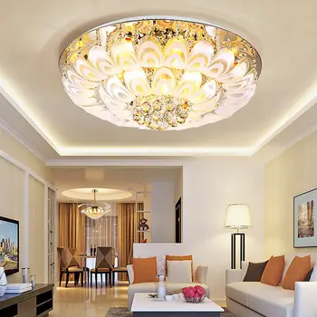 יוקרה קריסטל אור תקרת LED נברשת עיצוב הבית מרחוק תליון מנורה עגולה 65cm תאורה עבור הול הסלון