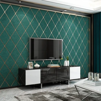 ירוק כהה 3D יהלומי סריג צבי טפט קטיפה חדר שינה סלון מלון מודרני מינימליסטי אריח רקע קיר מדבקה