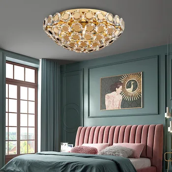 מודרני זהב אורות התקרה בסלון קריסטל השינה מנורה יצירתי ארט דקו מסדרון גופי תאורה