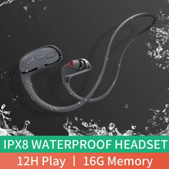 IPX8 עמיד למים Bluetooth אוזניות אלחוטיות סטריאו אוזניות BT ספורט אוזניות אוזניות אלחוטיות אוזניות עם 16GB כרטיס זיכרון