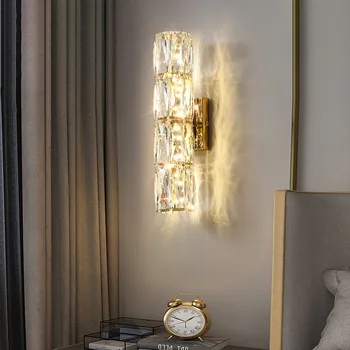 במלון מועדון אור LED יוקרה קריסטל מנורת קיר בסלון ליד המיטה מנורת קיר KTV רקע קיר קישוט מקורה מנורת קיר