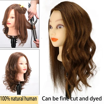20 אינץ 100% שיער טבעי בובה על תסרוקות עבור מספרות עיצוב שיער, שיער מוצרים Maniqui ספרית הכשרה הראש