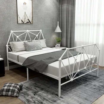 מודרני פשוט נורדי ברזל המיטה, מוצק, מעובה ברזל מיטה ליחיד בבית להישאר בדירה.