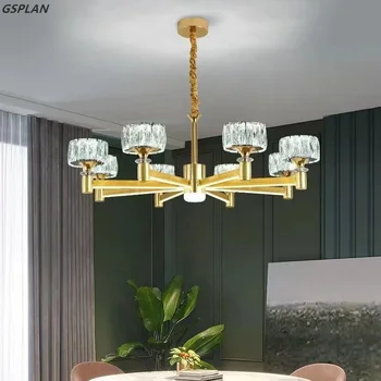נורדי אור יוקרה בסלון LED קריסטל נברשת מודרנית מינימליסטי יוקרה חדר אוכל חדר השינה שחור וזהב נברשת