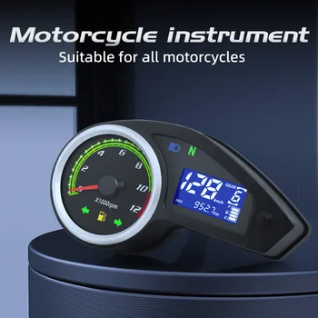 אופנוע מד המהירות Tachometer LCD מכשיר דיגיטלי מד מרחק מוטו השליטה על אופנוע 12V אוניברסלי מד המהירות.