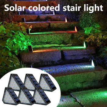 4/6pcs RGB LED סולארית מדרגות אור עמיד למים גינה חיצונית מעבר החצר המרפסת מעקה הבטיחות שלב אור נוף אור