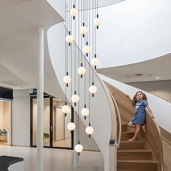תליון כדור המנורה בבית המודרני קישוט הסלון אור מינימליסטי בדירה מטבח מעצב תלויה נברשת מדרגות