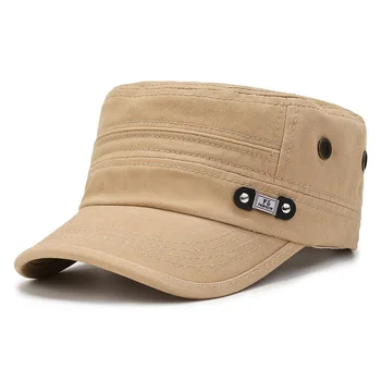 צוער צבא כובעי הצבאי העליון השטוח כובעי כותנה שטף צוער כובע מתכוונן בסגנון צבאי כובע יוניסקס כובע בייסבול