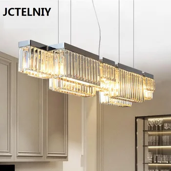 חדש קריסטל נברשת בסלון אור יוקרה מעצב קריסטל מנורת מסעדה זמן פרופיל רב-רמת אורות LED