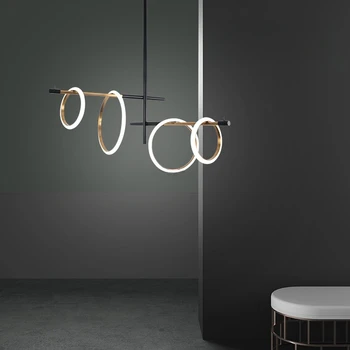 פוסט-מודרנית מעגלי LED נברשת מסעדה סלון מעוצב, נברשת שנדליר טבעת אור השינה מנורות