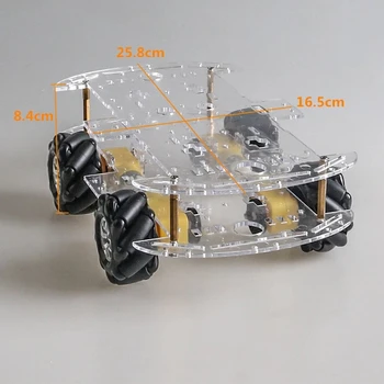 4WD 60mm Mecanum גלגל אקרילי פנל חכם רובוט המכונית מארז קיט 4pcs TT מוטור עבור DIY שליטה מרחוק מארז