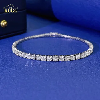 KUGG זהב לבן 18K צבע צמיד יהלומים טבעיים צמיד יוקרתי בצורת צמיד טניס מינימליזם בסגנון תכשיטים לנשים