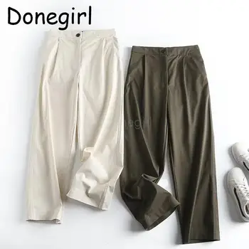 Donegirl אופנה חדשה 2023 נשים האביב חופשי רגל ישרה מכנסיים ארוכים מוצק מקרית פשוטה בלייזר מכנסיים הנסיעה נקבה שיק