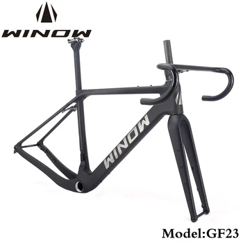 Winow פחמן חצץ מסגרת 700C*50C BB386 140/160 שטוח הר דיסק בלם חצץ אופניים אופני כביש מסגרות מסגרת Cyclocross אופניים