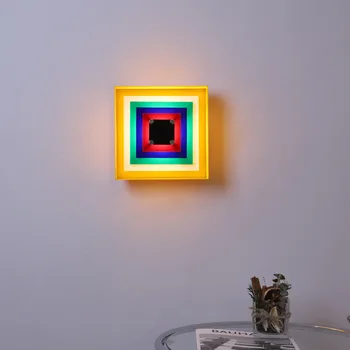 ממפיס כיכר מנורת קיר מודרני יצירתי צבע תאורה עבור חדר שינה סלון חדר אוכל קישוט LED אווירה Luminaire