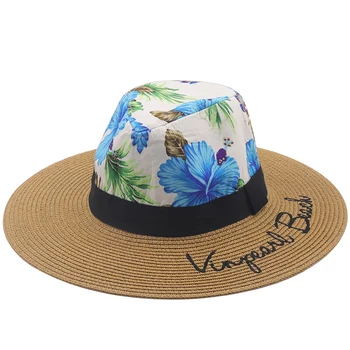 פשוט מתקפל שוליים רחבים, תקליטונים בנות כובע קש כובע השמש חוף נשים קיץ כובע UV להגן על נסיעה כובע כובע ליידי נקבה
