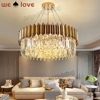 פאר מודרני זהב קריסטל נברשת תאורה Led נברשות תאורה עבור הסלון מלון הול עיצוב אמנות תליית מנורה