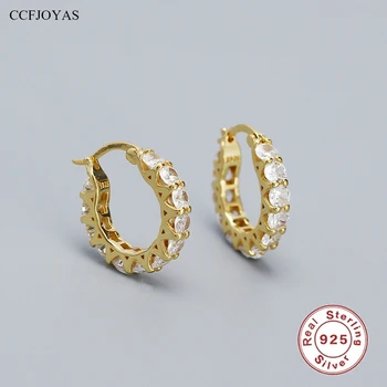 CCFJOYAS 925 כסף סטרלינג מלא של עגילי זירקון נשים צרפתית אור יוקרה באיכות גבוהה האגיס עגילים תכשיטים יפים
