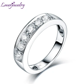 LOVERJEWELRY טבעות לזוג האוהב יהלומים טבעת הנישואין אמיתי 18K זהב לבן אירוסין Aniversary טבעת הלהקה האהבה מתנה