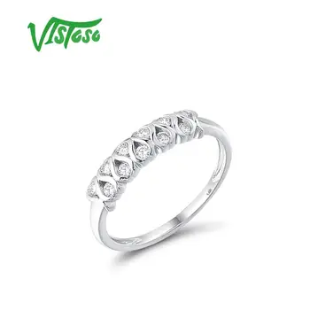 VISTOSO טבעת זהב לנשים אמיתי 14K 585 זהב לבן נוצץ יהלום מבטיח טבעת אירוסין יום נישואים ייחודי תכשיטים יפים