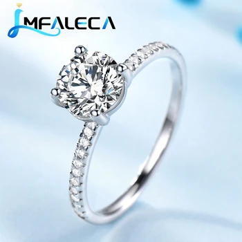 LMFALECA טבעות לנשים אמיתי 925 כסף סטרלינג טבעת נישואין לבן טופז אבן חן אבן המזל אירוסין תכשיטים יפים מתנה