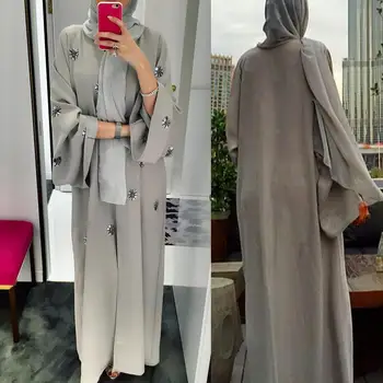 Abaya פאטאל קימונו Kaftan החלוק דובאי האיסלאם המוסלמים חיג ' אב השמלה כפיות גלימה Marocain קטאר עומן, הודו Elbise הרמדאן בגדים