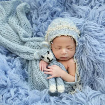 תינוק שרק נולד תחרה אנגורה לעטוף את מכסה המנוע סטים תינוק ילדה תחרה בונט הכובע צילום אביזרים