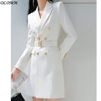 מקצועי החליפה שמלה של נשים באביב ובסתיו החדש עם שרוולים ארוכים טמפרמנט ol סגנון דק חצאית מעיל שחור מעיל קוריאני