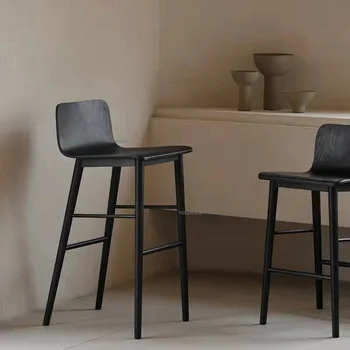 מודרני מינימליסטי בר כסאות נורדי דנית בר כיסא שחור מוצק עץ גבוה שולחן כיסא מעצב האוכל משענת גב הכיסא הכיסא
