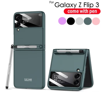 Flip3 יוקרה Case for Samsung Z Flip 3 5G 2022 תיק חדש עם Stylus קיבולת עט לן המצלמה מלא כיסוי מגן על Z Flip 3
