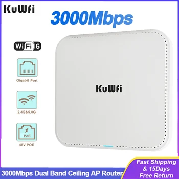 KuWfi 3000Mbps התקרה האלחוטית של הנתב 2.4 G 5G Dual Band Wifi 6 נתב נקודת גישה עם Gigabit WAN LAN Port תמיכה 48V פו