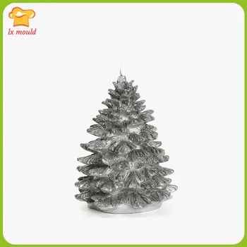 עץ חג המולד סיליקון נר עובש בבית חג המולד קישוטים מתנה סיליקון עובש 3D עץ אורן