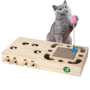חתול מגרד תיבת צעצוע חתול מגרד הלוח עמיד אינטראקטיבי עץ מגרדים רפידות זריזות צעצועים משחקים צעצועים משטח מקורה