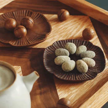 Hoyerman ז ' אנג. בית בסגנון יפני מגולף ביד אגוז שחור תה משטח טקס תה תה-בוהן בידוד משטח חטיף הרישוי.