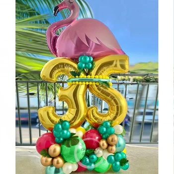 55pcs הקיץ הוואי מסיבת נושא בלון להגדיר פלמינגו יום הולדת קישוטי ורד אדום Chrome זהב Ballon Globos עיצוב אספקה צעצועים