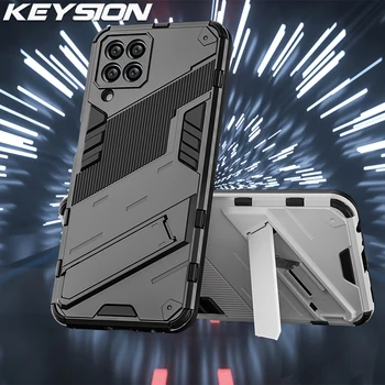 KEYSION Shockproof Armor Case for Samsung M33 5G M32 4G M12 M02 סיליקון+PC לעמוד Phone back cover לגלקסי A22 4G A22S 5G A02