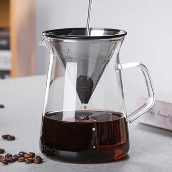 700ml זכוכית יד הקפה מבושל בסיר נירוסטה מסנן להגדיר יוצקים מעל קפה קפה שרתים יד לטפטף מכונת קפה