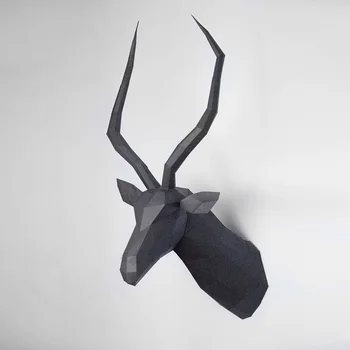 3D נייר עובש בעלי חיים שאינם סיים ראש הצבי מודל קיפולי נייר עבודה DIY תלייה על קיר לעיצוב הבית לעצב פסלונים מיניאטוריים