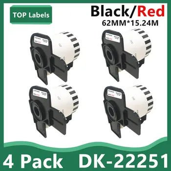 1~4 גליל תוויות הקלטת DK-22251 DK22251 אדום/שחור על גבי לבן תווית 62mm*15.24 מ ' אח QL-800 QL-810W QL-820NWB מדפסת תרמית