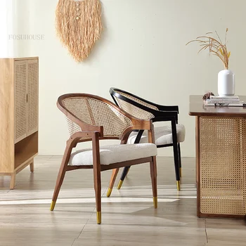 נורדי אור יוקרה מעץ מלא כסאות אוכל חדר כורסא מודרנית קש מעצב האוכל הכיסא הפנוי משענת רהיטים