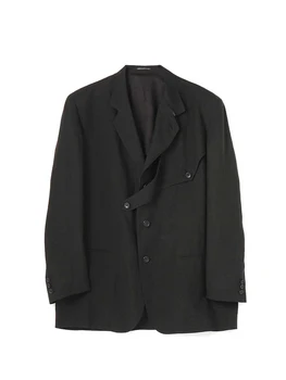 פשתן בלייזרס יוניסקס מעילי יוז ' י ימאמוטו גברים homme מנופחים המעיל יפן סגנון הבגדים השחורים בלייזר מקסימום