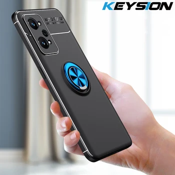 KEYSION Shockproof במקרה את הטלפון על Realme ניאו GT 2 3T 5G רך סיליקון טבעת מתכת לעמוד טלפון הכיסוי האחורי על Realme C11 2021 C25S