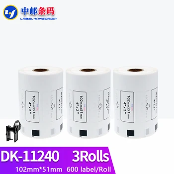 3 מילוי גלילי תואם DK-11240 תווית 102mm*51mm 600Pcs עבור האח מדפסת תרמית QL-1050/1060 נייר לבן DK-1240
