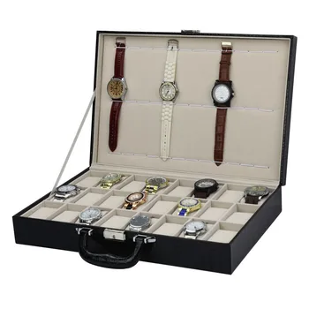 עור שעון קופסת אחסון 36 חריצים לצפות תיבות ארגונית לגברים מכאני שורש כף היד שעונים אוסף תצוגת אביזרים