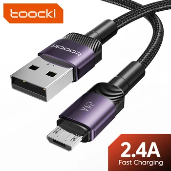 Toocki כבל מיקרו USB 2.4 מהיר טעינה מיקרו כבל נתונים עבור סמסונג S6 S7 Redmi Note 4 על Headhpone אוזניות iPad מיקרו USB