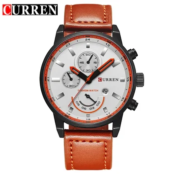 גברים שעון של CURREN חם מכירה אנלוגי שעון יד ספורט תצוגת תאריך של הגברים קוורץ שעון רצועת עור Hodinky Relogio Masculino